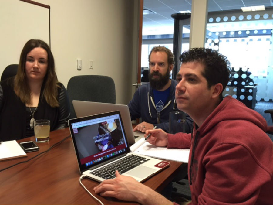 Denver Rescue Mission's Katelyn and NEWMEDIA's Jerit and Ryan at meeting 