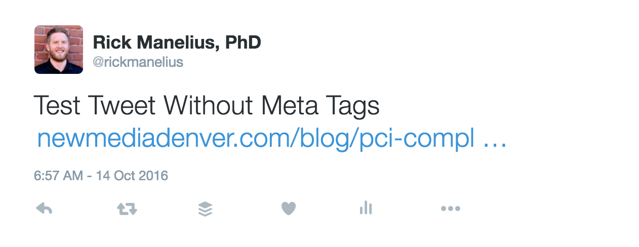 A tweet from a URL that contains no meta tags.