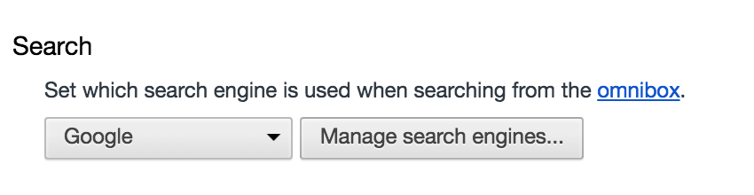 Image of Chrome search preferences