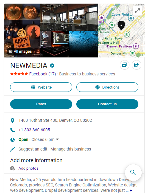 Example of Bing Places for Business