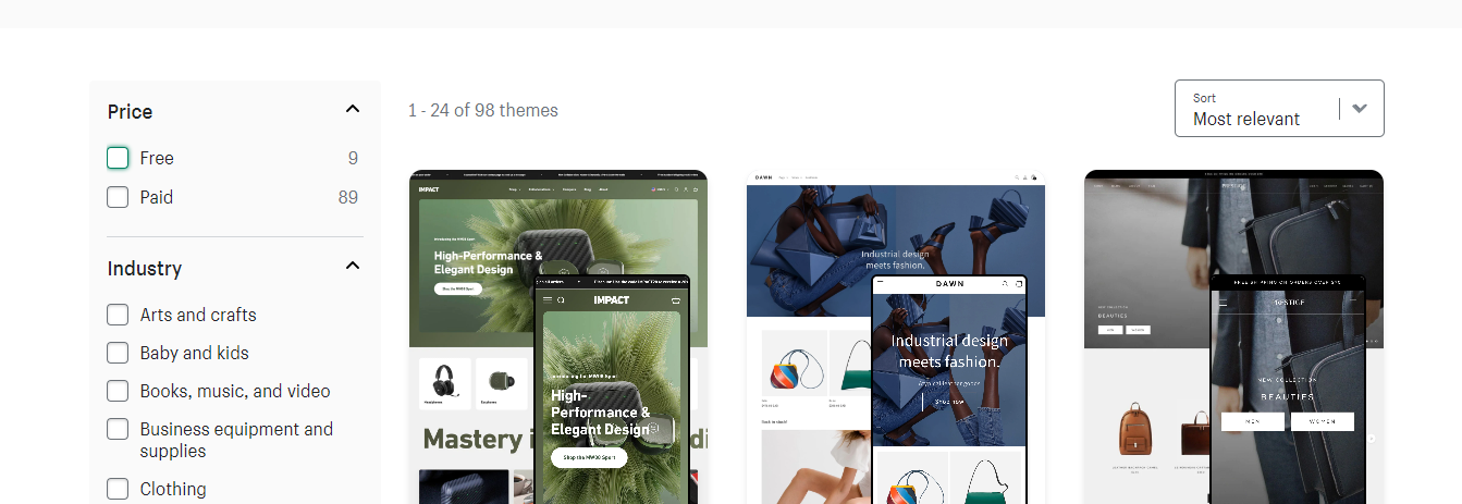 Image showing Shopify themes