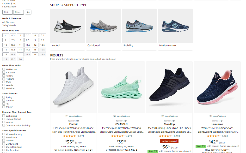 An example of an ecommerce product category page